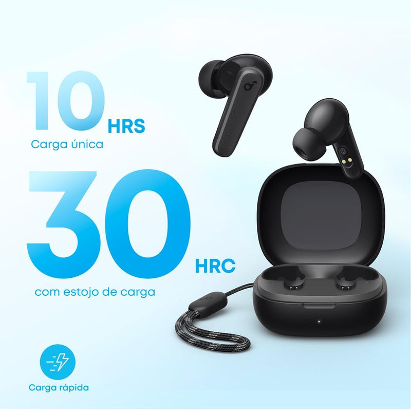 soundcore P20i da Anker Fone de Ouvido Sem Fio, Drivers de 10mm, Graves Potentes, Bluetooth 5.3, 30H de Bateria, Resistência à Água, 2 Microfones IA, App Personalizável
