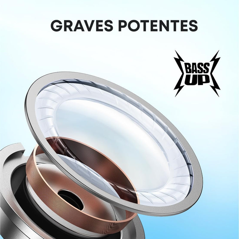 soundcore P20i da Anker Fone de Ouvido Sem Fio, Drivers de 10mm, Graves Potentes, Bluetooth 5.3, 30H de Bateria, Resistência à Água, 2 Microfones IA, App Personalizável