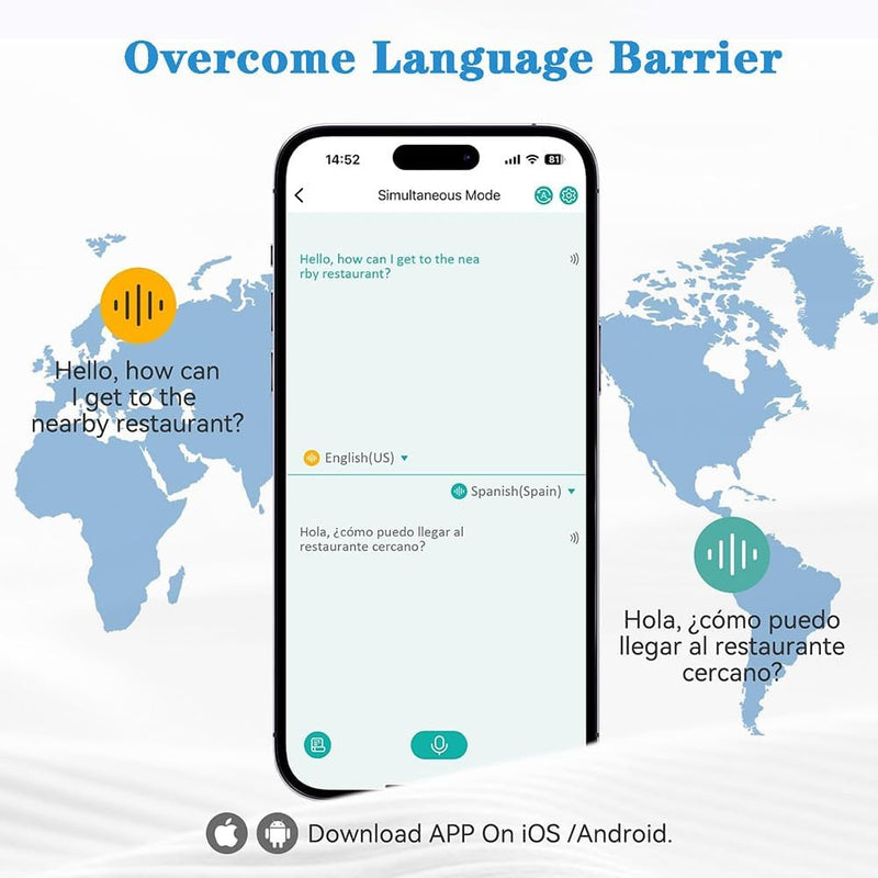 Fones de ouvido para tradutor de idiomas M10 AI, suporta 144 idiomas, tradução online em tempo real, fone de ouvido com detalhes 3 em 1, fones de ouvido perfeitos para viagens de negócios e