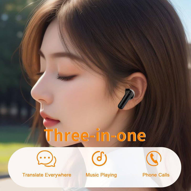 Fones de ouvido para tradutor de idiomas M10 AI, suporta 144 idiomas, tradução online em tempo real, fone de ouvido com detalhes 3 em 1, fones de ouvido perfeitos para viagens de negócios e
