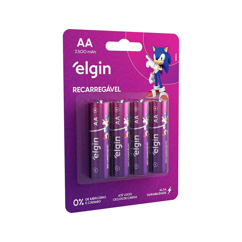 Pilha recarregável AAA 1000mAh Elgin com 4 unidades Palito