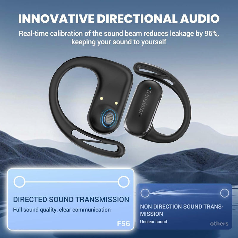 ANFIER Fones de ouvido de tradução em tempo real para iPhone e Andorid AI Fones de ouvido Tradução de idiomas 144 idiomas em tempo real Tradutor OWS bidirecional OWS Fones de ouvido para estudo de