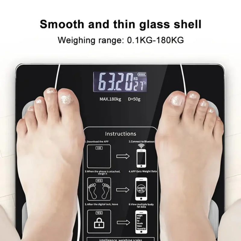 Balança Digital de Vidro Temperado Bioimpedância 180kg