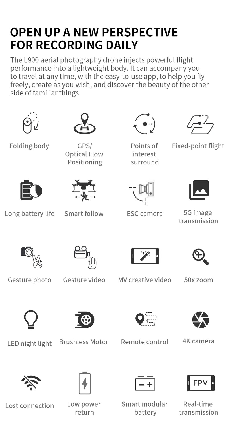 Drone L900 Pro 4K Professional 5G GPS HD
