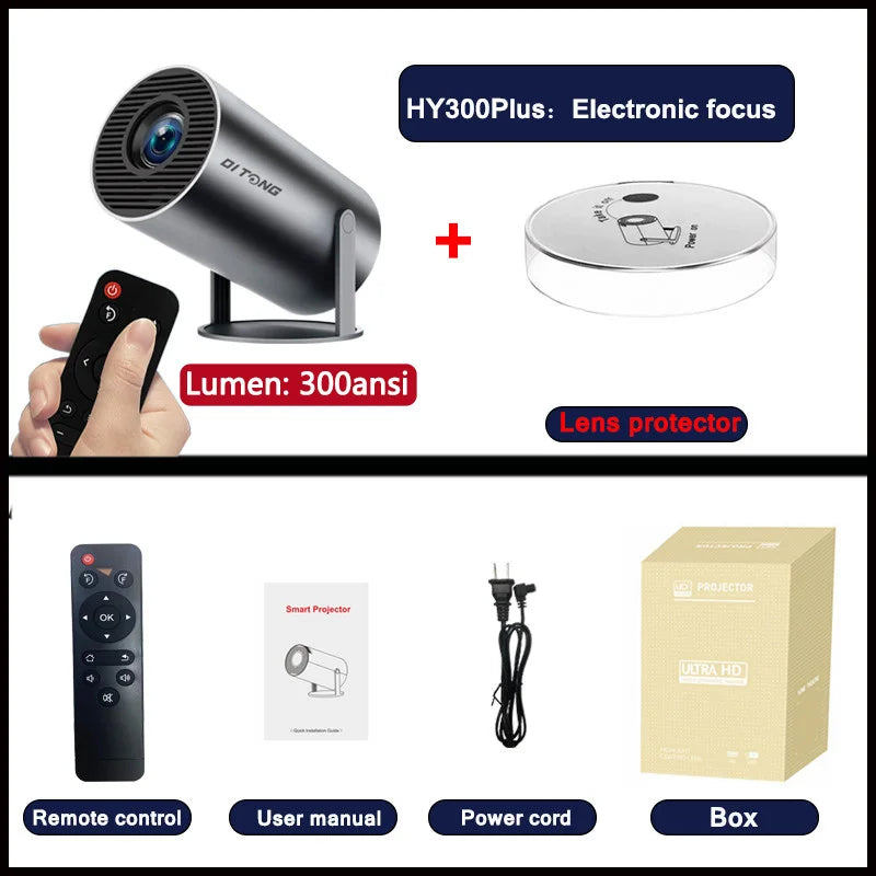 Projetor Portátil DITONG HY300 PLUS - Cinema Outdoor portátil