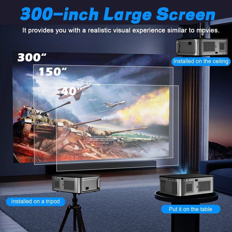 Projetor Smart HORLAT T9N - 8K Support 1080P - Auto Focus