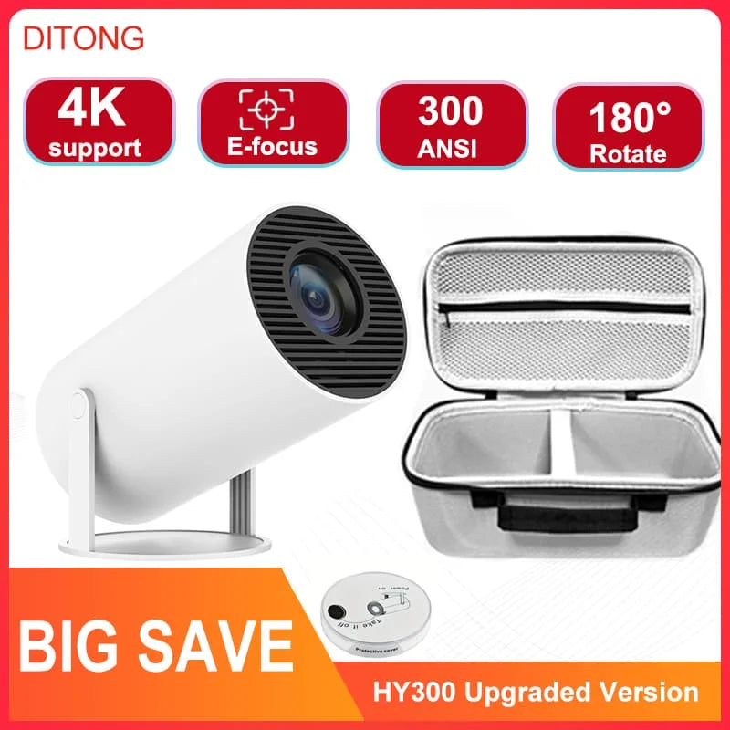 Projetor Portátil DITONG HY300 PLUS - Cinema Outdoor portátil