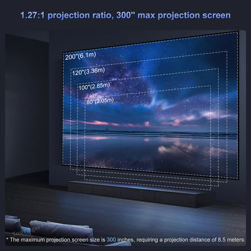 Projetor TouYinger Q12W Pro - Full HD 4K Dual Screen