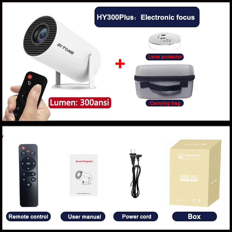 Projetor Portátil DITONG HY300 PLUS - Cinema Outdoor portátil