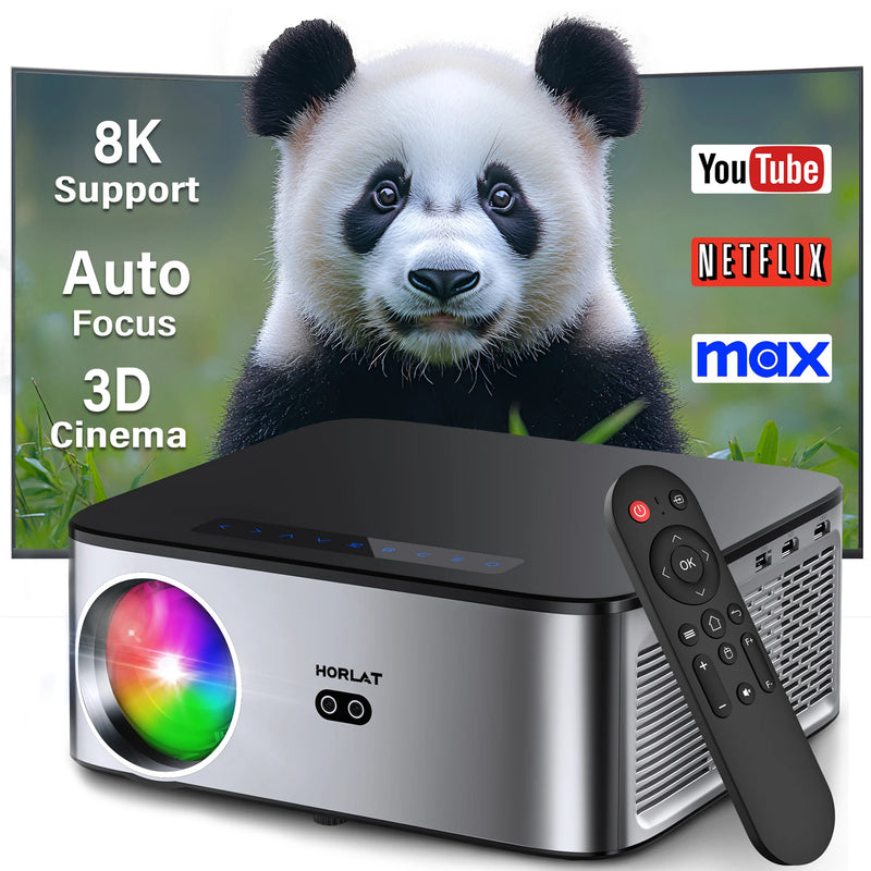 Projetor Smart HORLAT T9N - 8K Support 1080P - Auto Focus