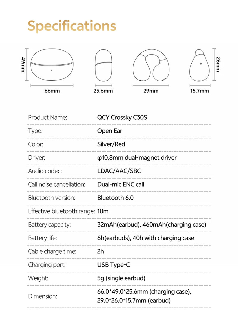Fones de Ouvido Bluetooth QCY C30S