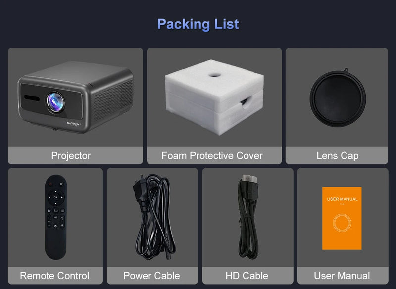 Projetor TouYinger Q12W Pro - Full HD 4K Dual Screen