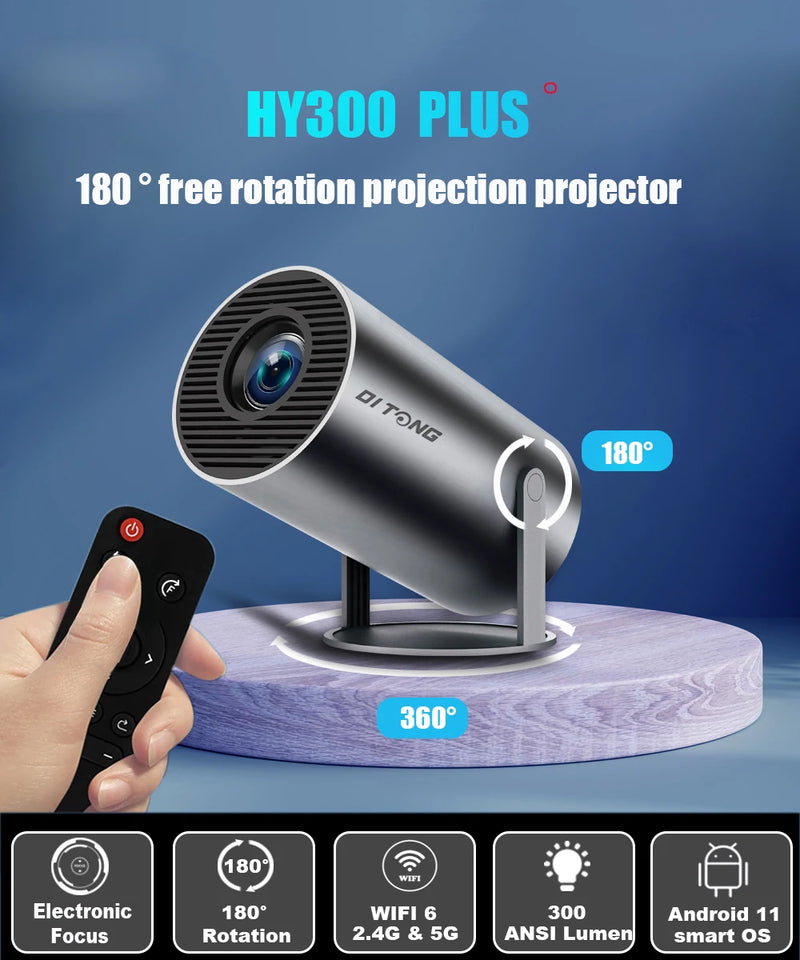 Projetor Portátil DITONG HY300 PLUS - Cinema Outdoor portátil