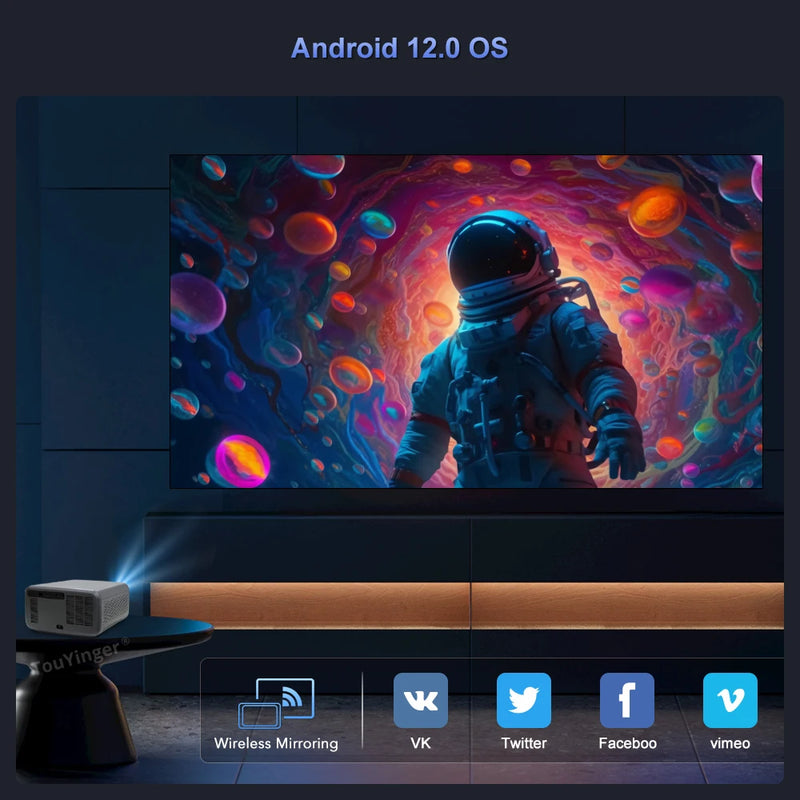 Projetor TouYinger Q12W Pro - Full HD 4K Dual Screen