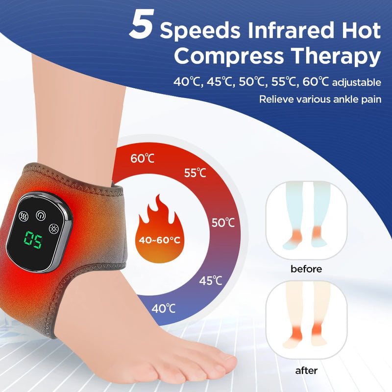 Massageador Elétrico de Tornozelo com Compressa Quente Infravermelha