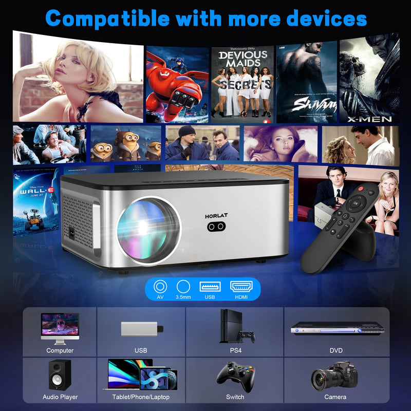 Projetor Smart HORLAT T9N - 8K Support 1080P - Auto Focus