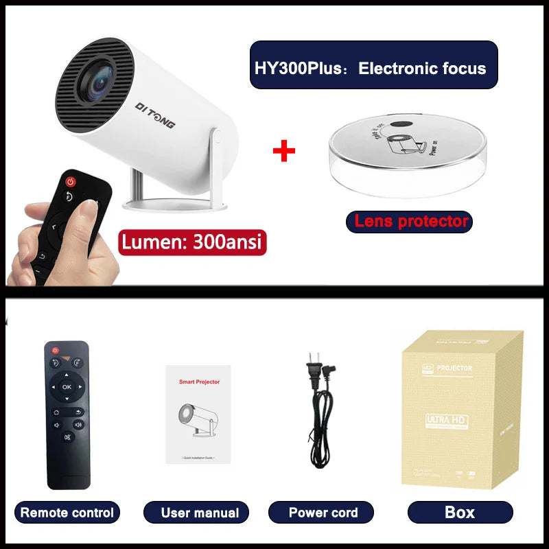 Projetor Portátil DITONG HY300 PLUS - Cinema Outdoor portátil