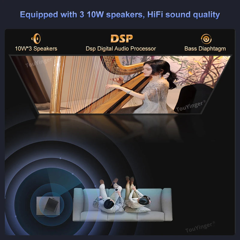 Projetor TouYinger Q12W Pro - Full HD 4K Dual Screen