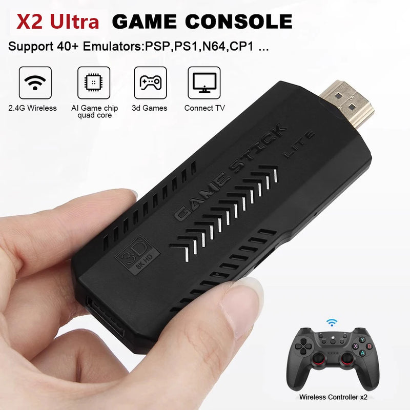 Console Retrô 4K HD30000 com 2 Controles Sem Fio