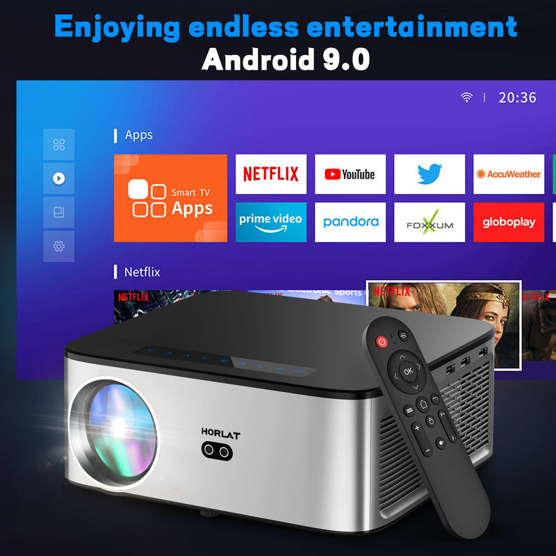 Projetor Smart HORLAT T9N - 8K Support 1080P - Auto Focus