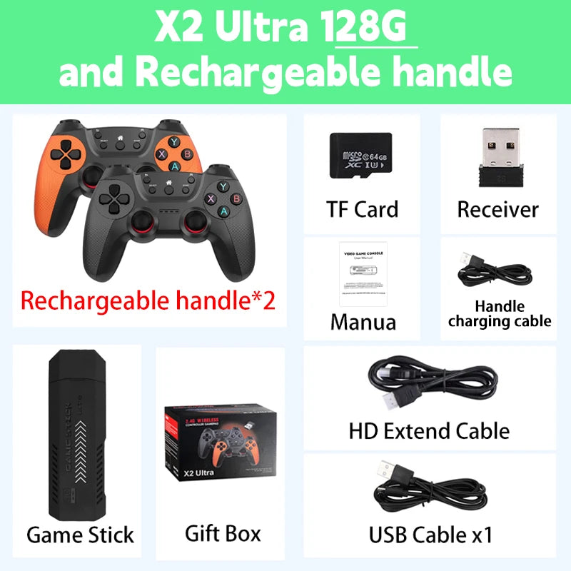 Console Retrô 4K HD30000 com 2 Controles Sem Fio